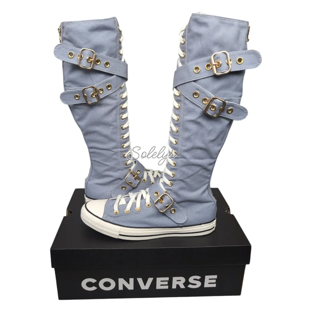 Converse XXHI 3 Multi Strap Wet Stone Blue Grey Knee High Sneaker Womens 10 NEW